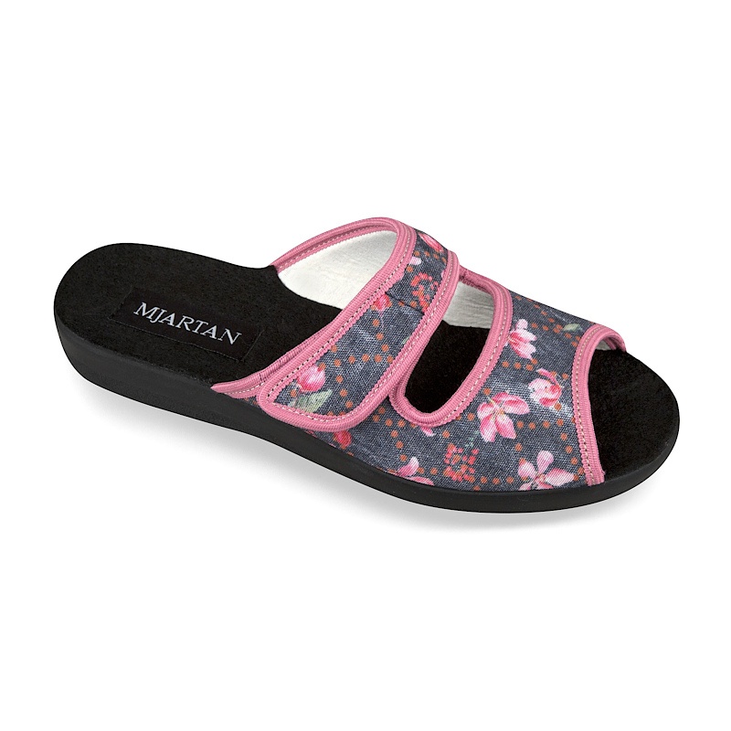 Papuci de casa, pentru femei, Mjartan 543-LC95 roz gri cu floricele Papuci de casa, pentru femei, Mjartan 543-LC95 roz gri cu floricele