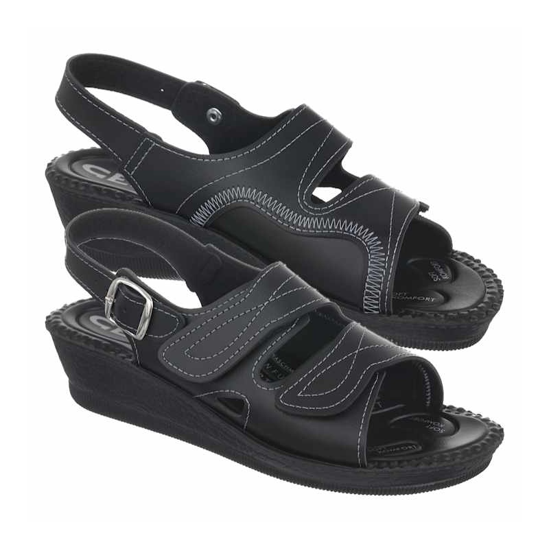 sandale confort dama reglabile negre Mjartan 2815-P02