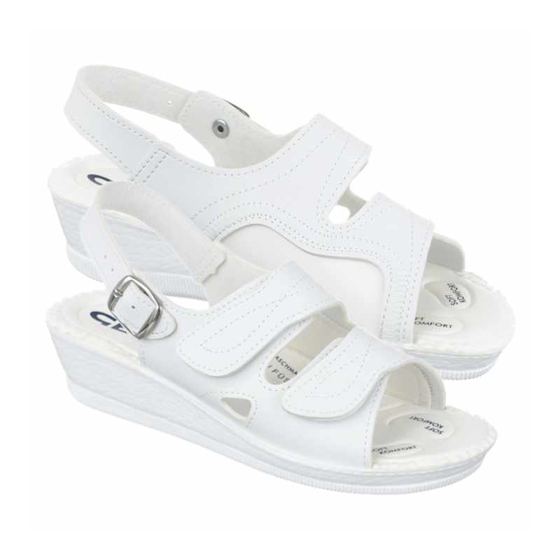 sandale pentru monturi dama ortopedice albe Mjartan 2815-P03
