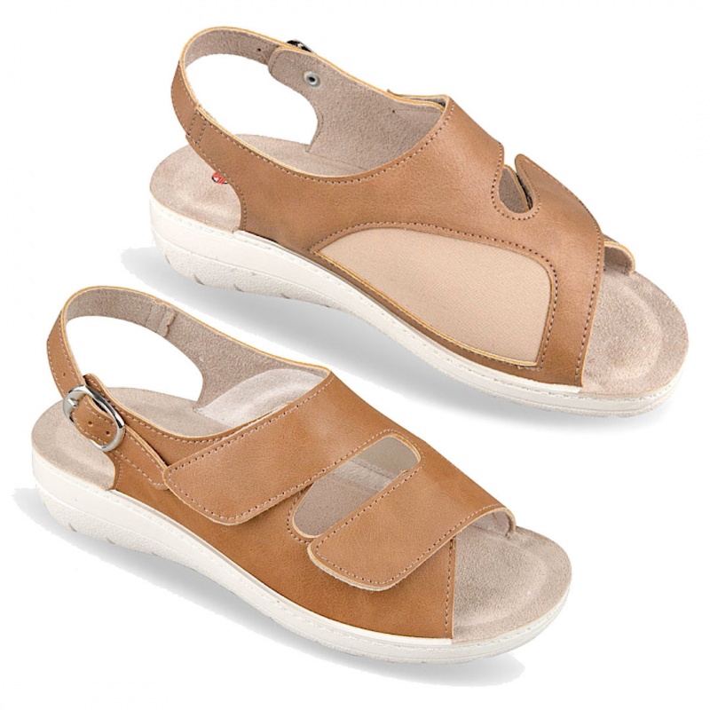 sandale calapod lat, maro, pentru femei, OrtoMed® 2606-G19