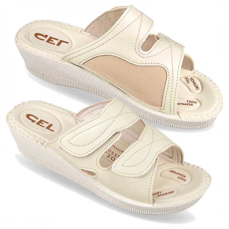 papuci confort, ecru, pentru femei, Mjartan® 2817-G09