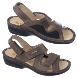 sandale piele naturala si stretch, maro, OrtoMed® 3703-P78