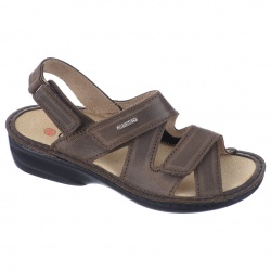sandale piele naturala si stretch, calapod lat, maro, OrtoMed® 3703-P78