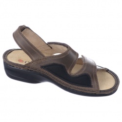 sandale piele naturala si stretch, maro, OrtoMed® 3703-P78