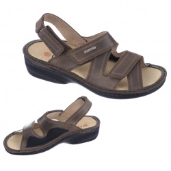 sandale piele naturala si stretch, pentru femei, maro, OrtoMed® 3703-P78