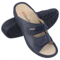 papuci piele naturala, bleumarin, dama, brant detasabil, OrtoMed® 3701-P137
