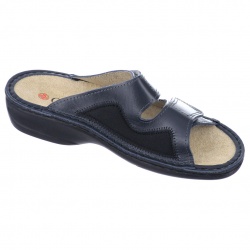 papuci piele naturala si stretch, bleumarin, dama, OrtoMed® 3701-P137