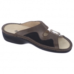 papuci piele naturala si stretch, maro, dama, OrtoMed® 3701-P78