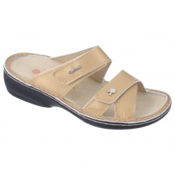 papuci piele naturala, aurii, dama, OrtoMed® 3702-P140