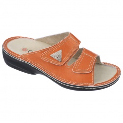 papuci piele naturala, oranj, dama, OrtoMed® 3700-P141