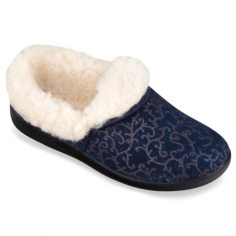 pantofi de casa, imblaniti, pentru femei, Mjartan® 031-C144 bleumarin