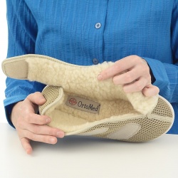 ghete imblanite cu lana naturala, reglabile, bej, pentru femei, OrtoMed® 8051-T22